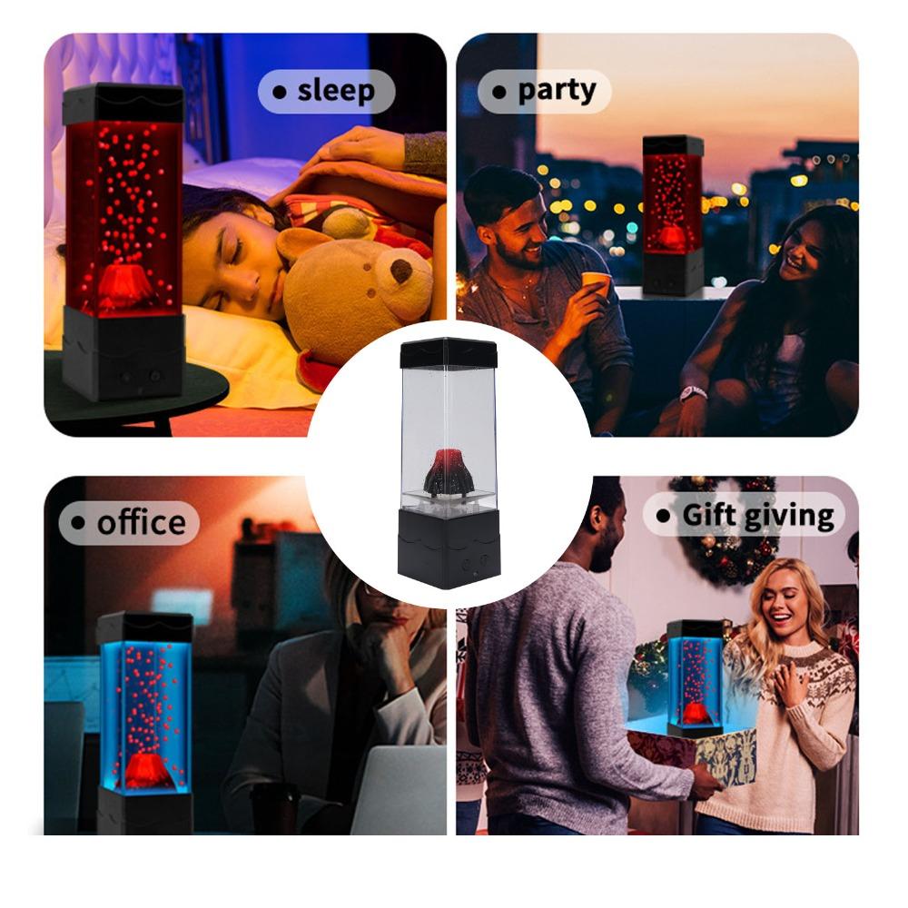 USB Powered Volcano Night Light Red Lava Effect Volcano Table Lamp Game Room