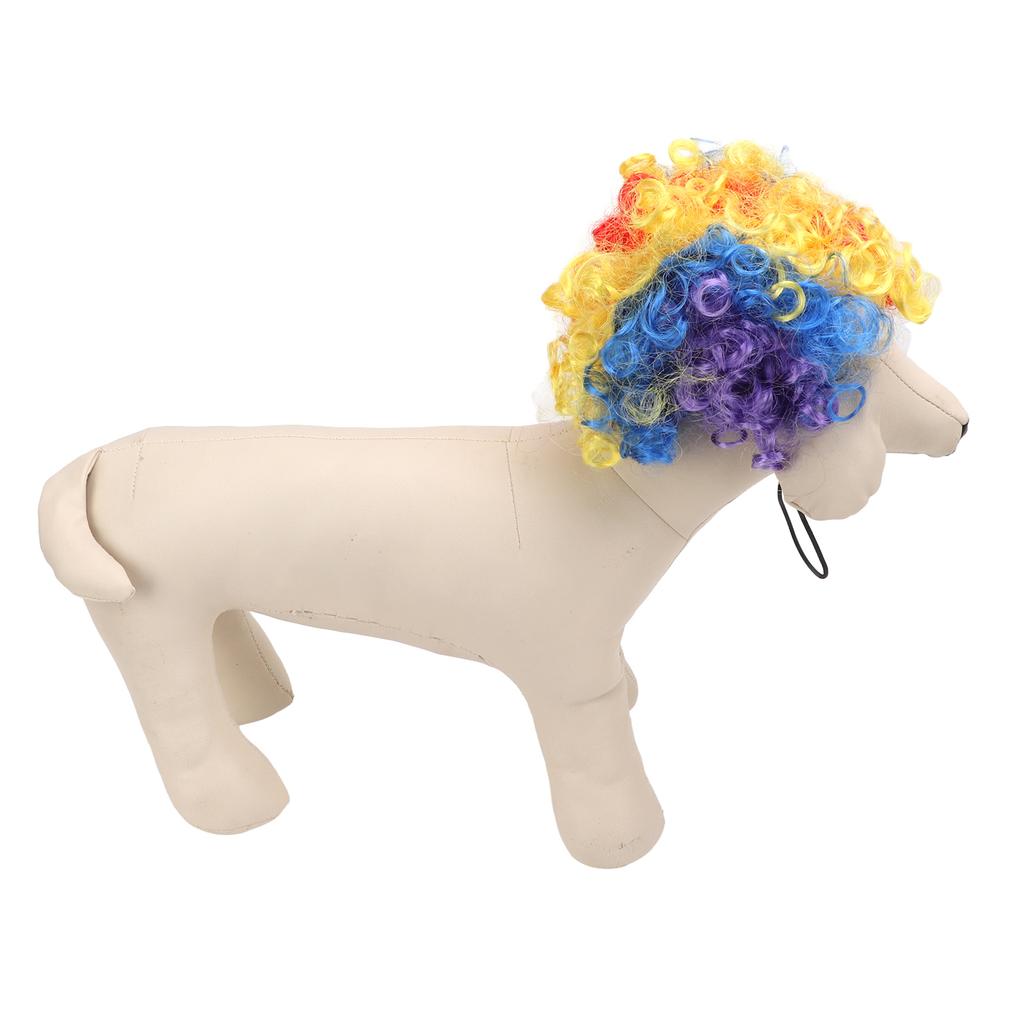 Dog Clown Wig Cute Attractive Unique Pet Funny Wig with Collar and Tie for Small Dogs Cats