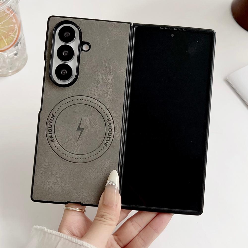 Für Samsung Galaxy Z Fold 7 Business Magnetische Hülle Luxuriöses Leder Für Magsafe Kabelloses Laden Weiche Silikon Schutzhülle