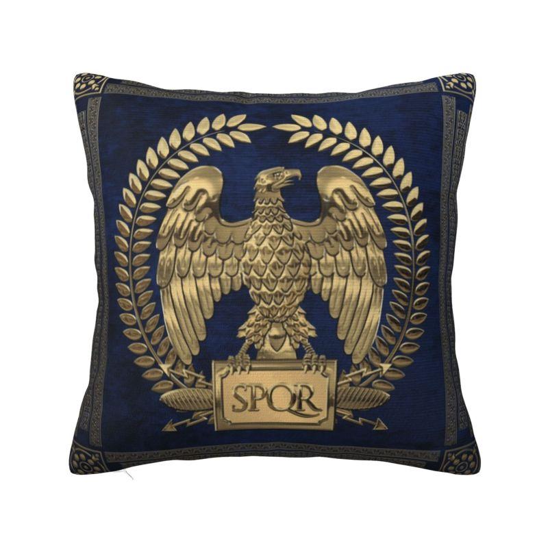 Custom Nordic Gold Roman Imperial Eagle Cushion Cover For Sofa Soft Spqr Medallion Edition Over Black Leather Pillow Case