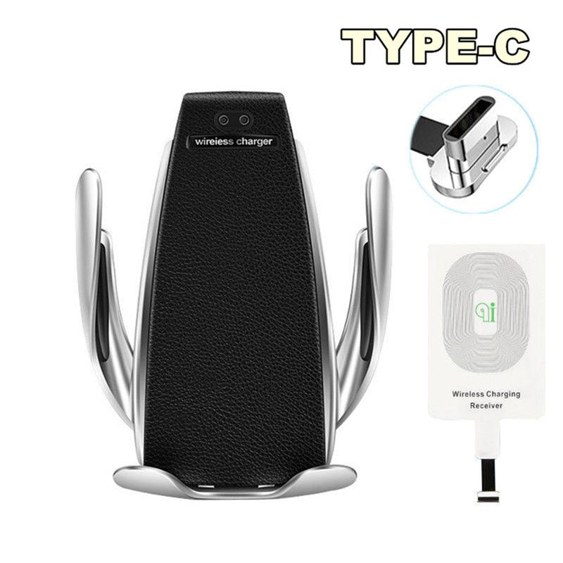 IR Smart Automatic Clamping Car Wireless Phone Fast Charger With TYPE-C Receiver