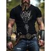 Herren Viking Rabe T-Shirt Kurzarm Rundhals Weiche Baumwolle Grafik-T-Shirt mit Nordischen Runen und Vegvisir Symbol für Lässige Outdoor-Kleidung