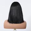 ALAN EATON Black Straight Synthetic Wig with Bangs Shoulder Length Black Wigs for Women Natural Looking Hair for Daily Party Use