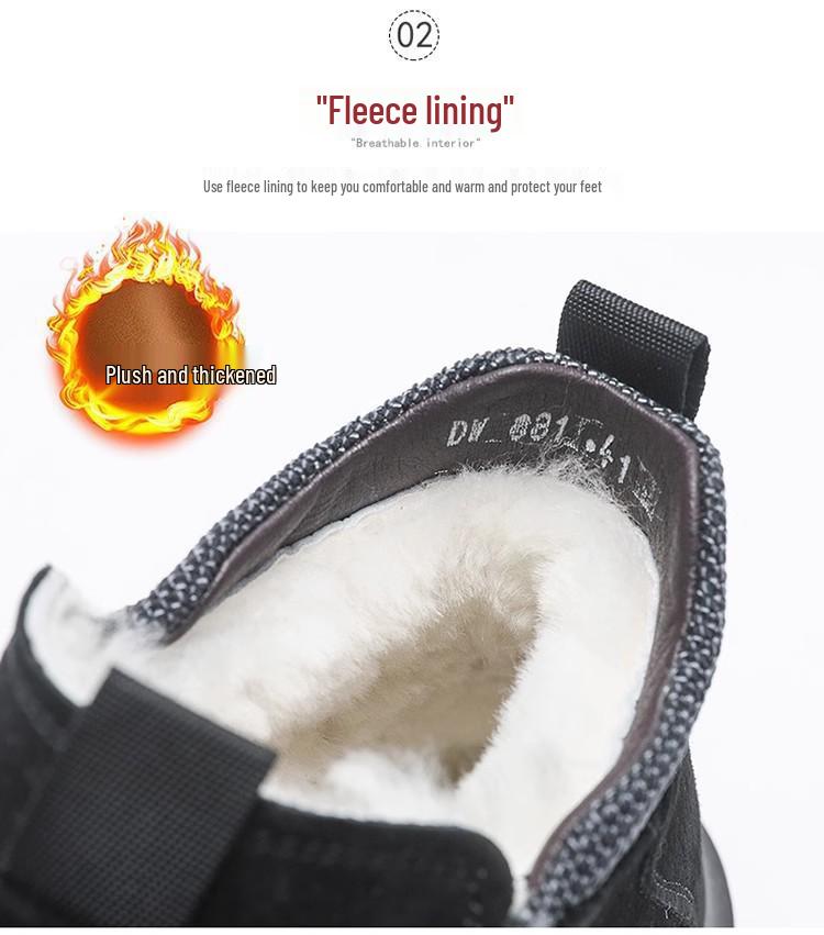 Men’s Winter Snow Boots: Trendy, Warm, Non-Slip, Plus Velvet, Thick Casual Cotton Shoes