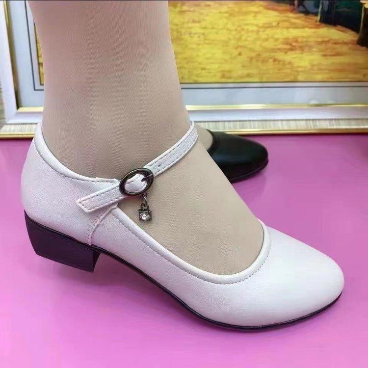 Single Shoes Women's Medium Heel Thick Heel 2025 Spring New Middle-aged and Elderly Mother Shoes Soft Sole Work Shoes Square Dance Women's Shoes