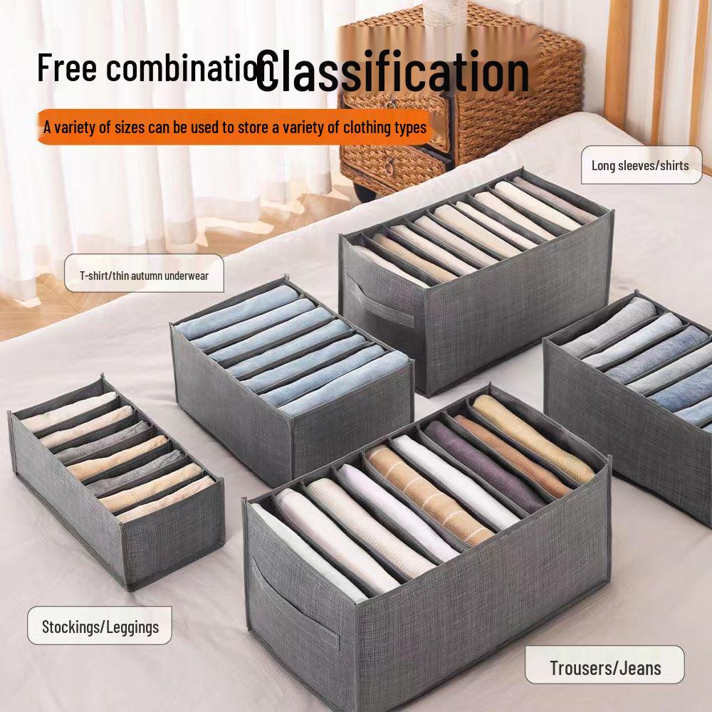Denim Jeans and Sweater Storage Box with Dividers - Multifunctional Clothes Organizer