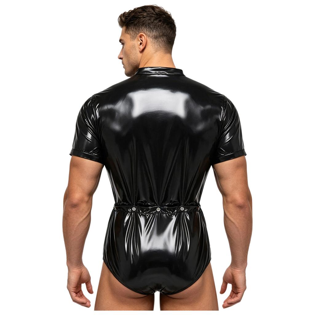Men Waterproof Adaptive Bodysuit Short Sleeve Buttoned Waist Detachable Bottoms Diaper Cover Romper Special Need Clothing