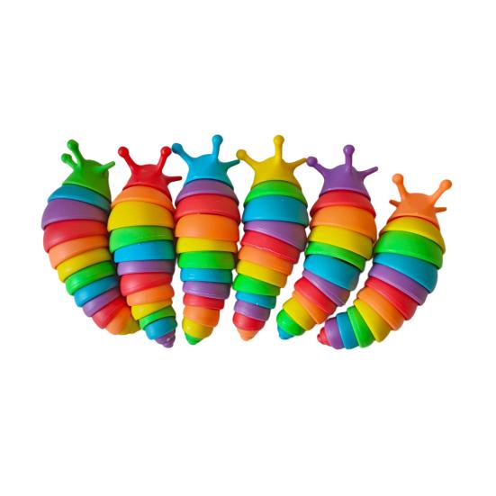 Stress Relief Slug Fidget Toy Articulated Stretch Caterpillar Sensory Toy Portable Travel Bendable Colorful Worm Toy Party Favors