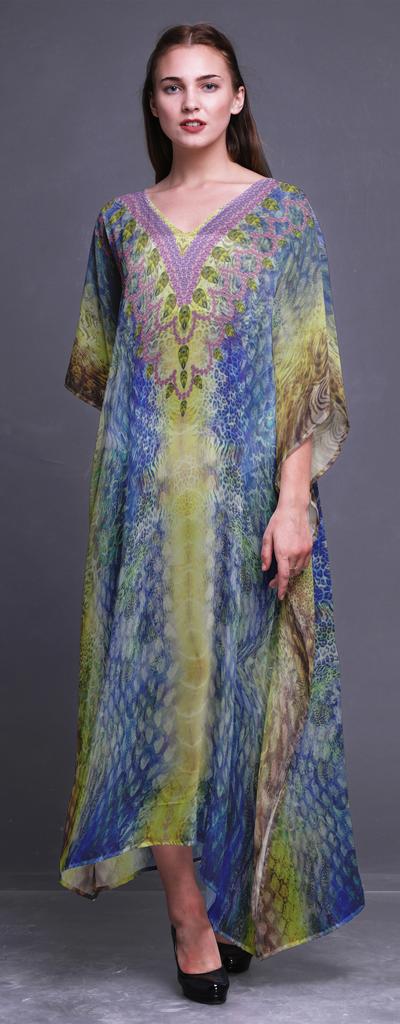 Phagun Leopard Animal Skin Womens Long Beach Kaftan Beachwear Bikini Coverup Maxi