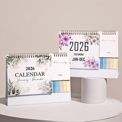 2026 English Desk Calendar Pocket Notebook Labels 12 Months 2026 Monthly Schedule Planner Desktop Calendar Send a 1pcs Pen