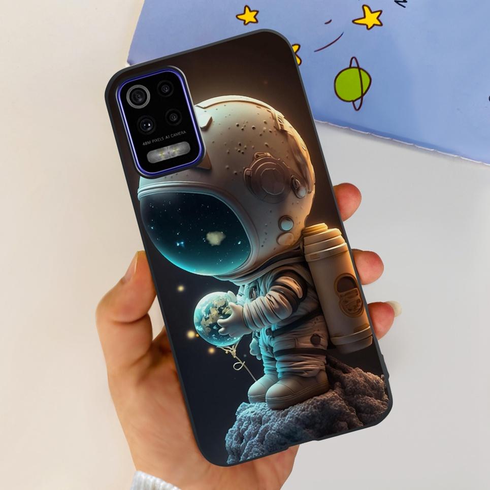 Para LG K52 2020 / LG Q52 2020 Funda Trasera Calavera Dragón Estilo Genial Dibujos Animados Carcasas Parachoques Bumper de Silicona Suave Negro Para LG K22 2020