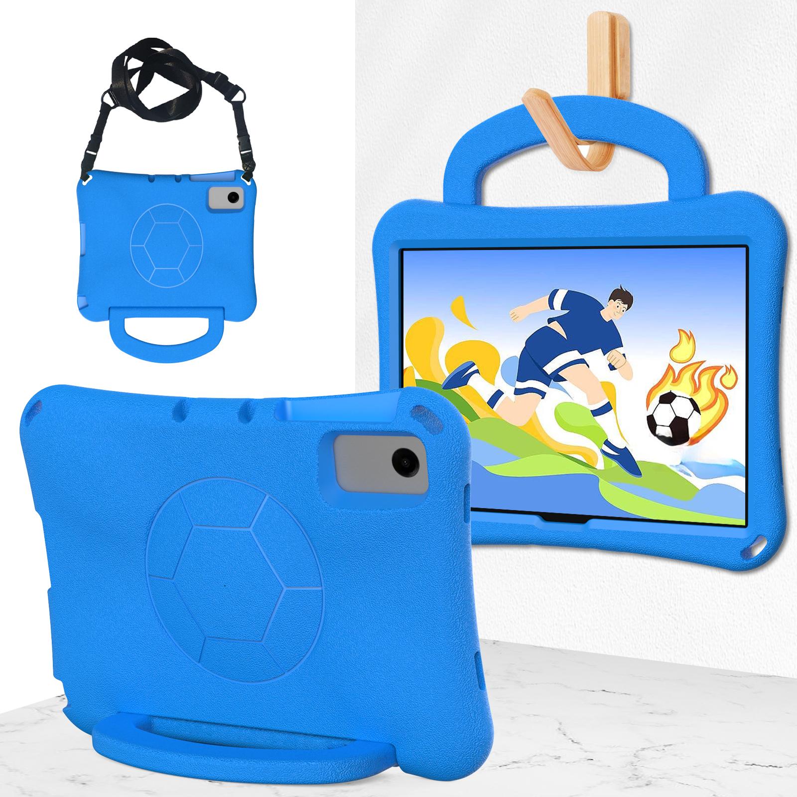 Étui pour Samsung Galaxy Tab A11Plus SM-X230 X236 A9Plus 11 pouces X210 X216B X218U Housse avec Support Stand Poignée Football avec Sangle A11Plus 11 SM-X230 bleu