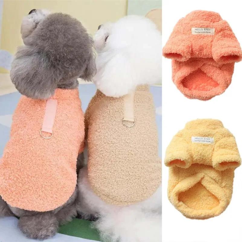 Weiches Fleece Warm Kleine Hundekleidung Winter Welpe Dicke Manteljacke für Katze Rundhals-Shirt mit Kordelzug-Schnalle Mittelgroße Hunde