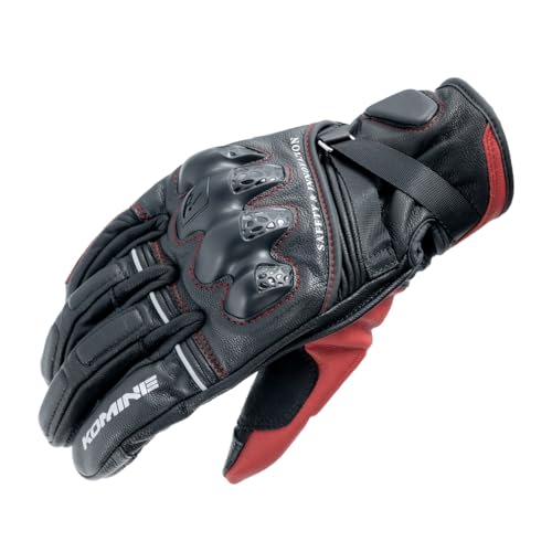 Komine Motorcycle GK-854 Leather Protect Warm Gloves HG Black Red M