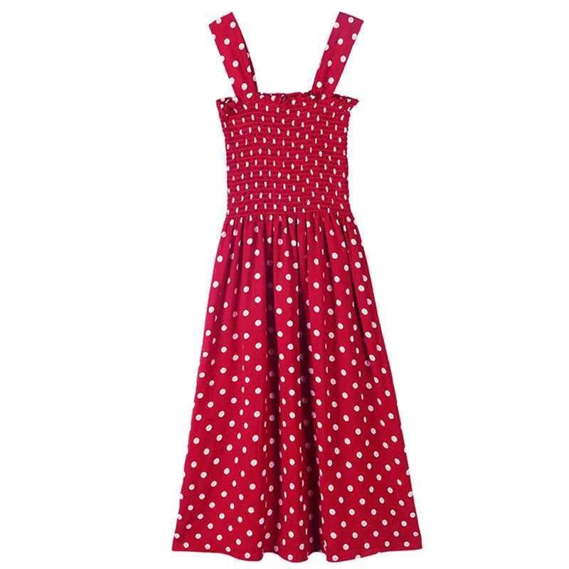 Women's Summer Strap Pleated Chiffon High-rise Mini Polka-dot Print Dress