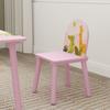 Children's Table with Chair, Wooden Table, 2 Chairs, Pink