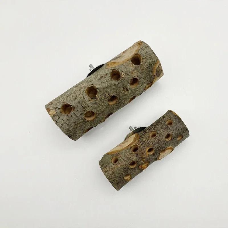 Natural Apple Wood Animal Chew Stick for Rabbits Chinchillas Parrots Anti Bite Molar Toy Cage Wooden Stand Station Exercise