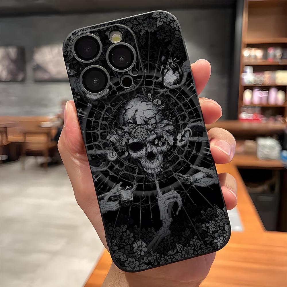 Skull Horror Patterns Phone Case For IPhone 17 Pro Max 15 Pro 16 14 Plus 12 13 Mini 11 Pro Shockproof Soft Cover