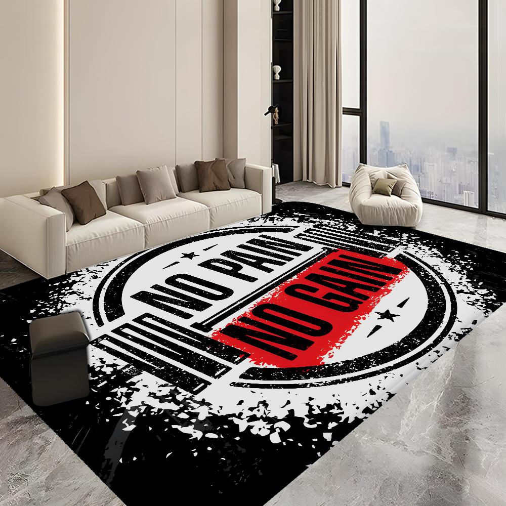 No Pain No Gain GYM Room Mats Washable Non-Slip Living Room Sofa Chairs Area Mat Kitchen Alfombra