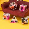 Cusdie Flower Printed DND Dices Multicolored D4-D20 Resin Polyhedral Dice Set for Dungeons and Dragons Role Playing Board Games