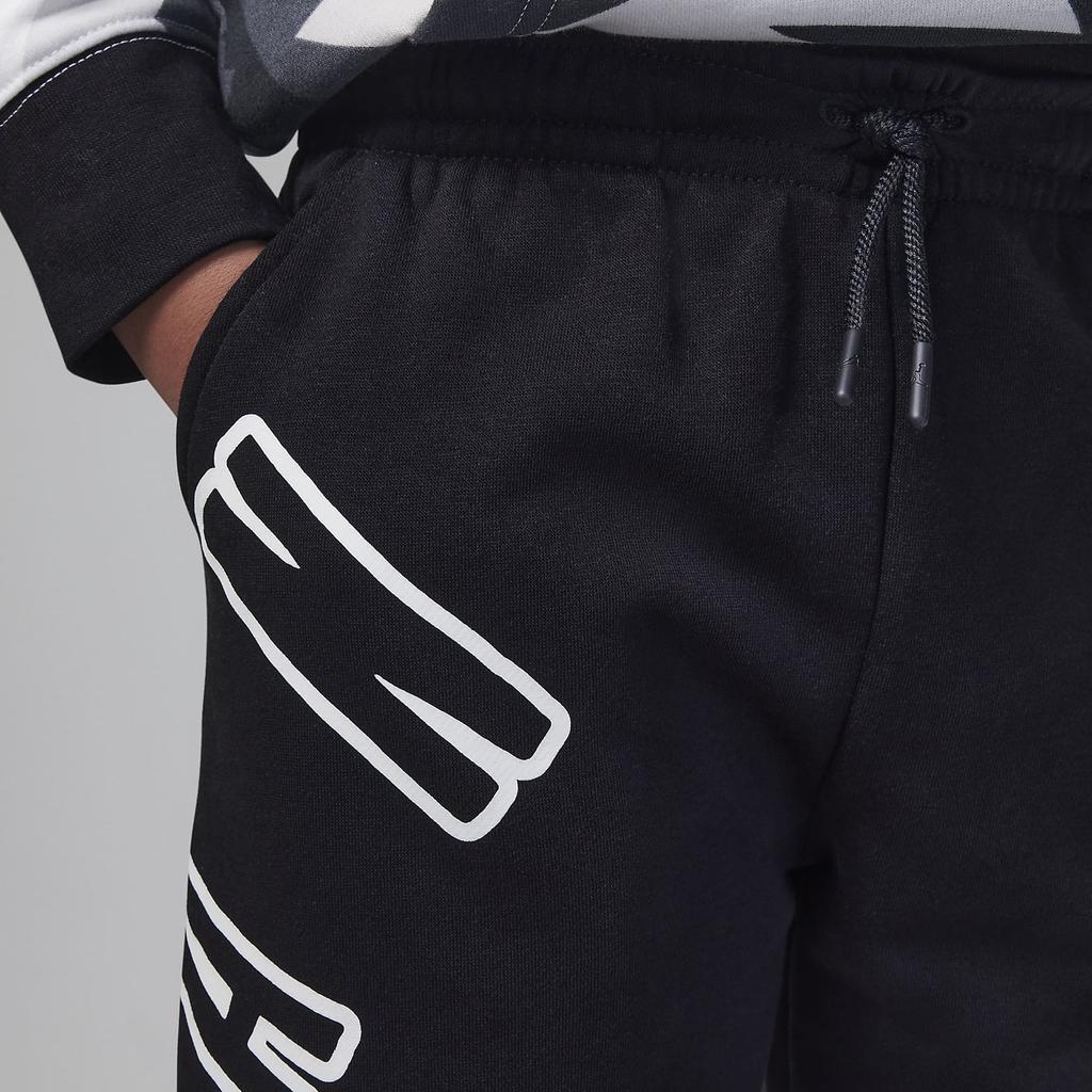 Jordan MJ Flight MVP Terry Hose Buchstaben-Print Kordelzug Bündchen Freizeithose Kinderhose Schwarz FV2819-010