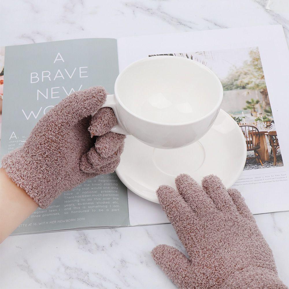 Winter Boys Girls Baby Cartoon Lovely Kids Gloves Coral Plush Mittens Candy Color Full Fingers