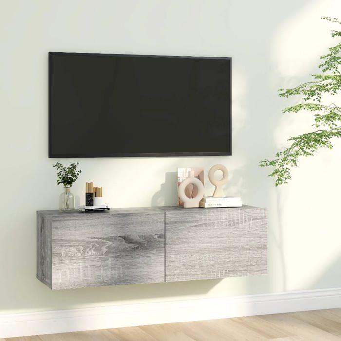 VidaXL Wall-mounted TV Cabinet Sonoma Grey 100x30x30 Cm Engineered Wood 815097