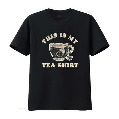 Mens This Is My Tea T Shirt Funny Cup of Sarcastic Wordplay Novelty White Vintage Washed Slightly Homme Designer Clothes