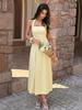 Womens' Spring/Summer 2026 Casual European & American Halter Neck Waist-Cinching Solid Color Dress