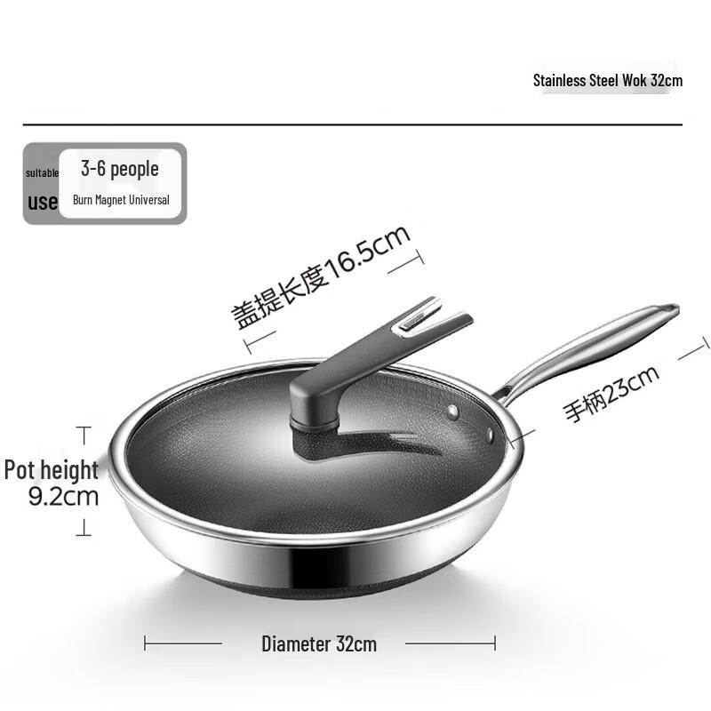 Midea 316 Stainless Steel Non-Stick Wok