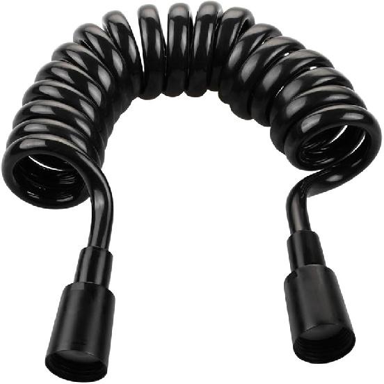 Black Shower Head Hose Extra Long 5m ABS Plastic Retractable Bidet Coiled Hose for Toilet, FHA017J