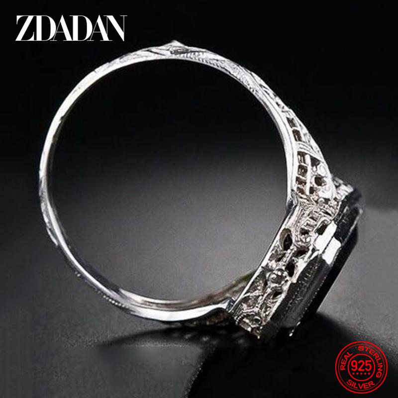 925 Sterling Silver Big Square Emerald Gemstone Ring for Women Wedding Jewelry Accessories Wholesale