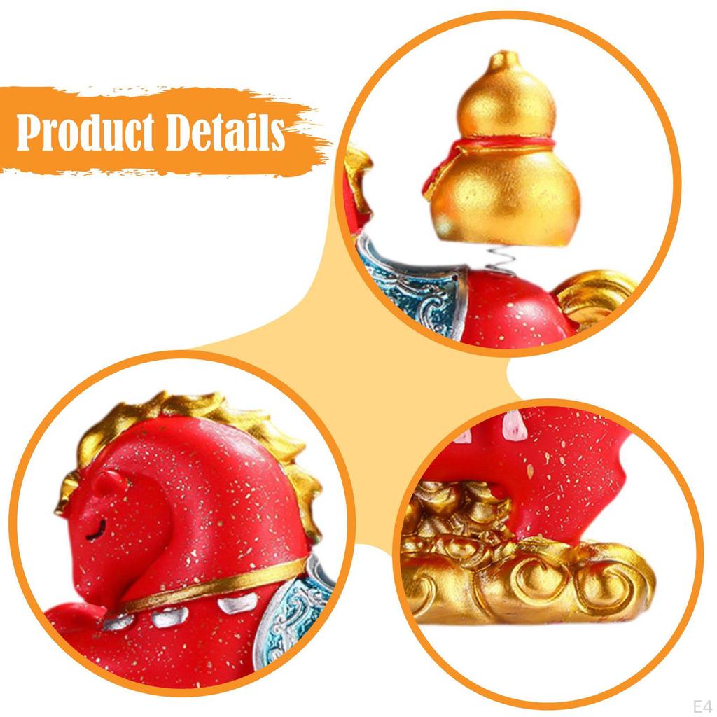 Horse Figurine Animal Sculpture Resin Fine Craftsmanship Fengshui Tabletop Decoration for