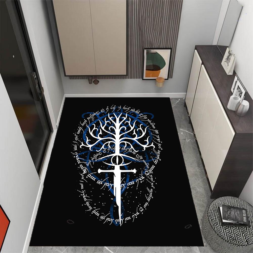 Lord Rings Symbol Carpet Suitable for Outdoor Foyer Living Rooms Entryway Antislip Carpet Anime Office Decor Spiritual Gift