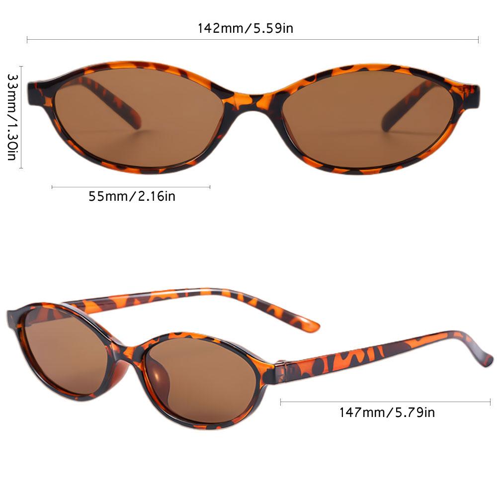 Retro Solglasögon för Kvinnor Små Ovala Sommar Strand Leopard Solglasögon Mode Söta Glasögon Festtillbehör