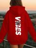 Children Vintage Palm Tree Hoodie Back Side Vibes Letter Print Pullover Autumn Winter Fleece Warm Trendy Kids Hooded Sweatshirt