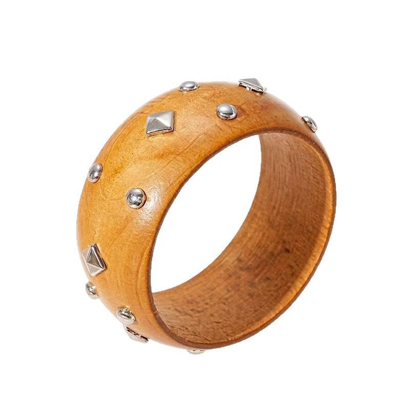 American Vtage Wooden Star Bracelet Female Exaggerated Spice Girl Wide Bracelet Spring Summer Bohemian Bracelet