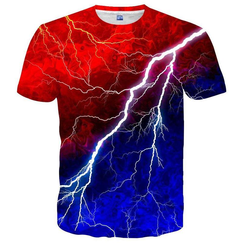Bunte Lightning 3D Grafik T-Shirts Y2k Herren Freizeit Harajuku Street Kurzarm Tops Damen Mode Ice T-Shirt Kind Übergroße T-Shirts