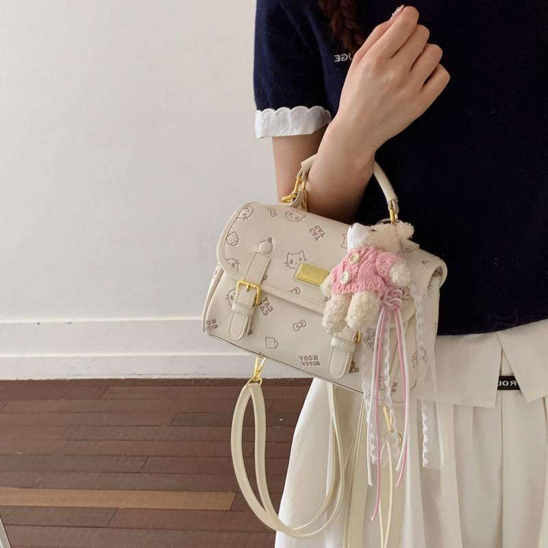 Schoolbag Korean Girl Style Cartoon Printed Backpack Women's 1011 New Fashion Exquisite Niche Versatile Commuter Messenger Bag