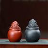 Yixing Sculpture Purple Clay Tea Pet Ornaments Lucky Golden Toad Statue Tea Figurine Crafts Home Tea Set Decoration Handmade Art