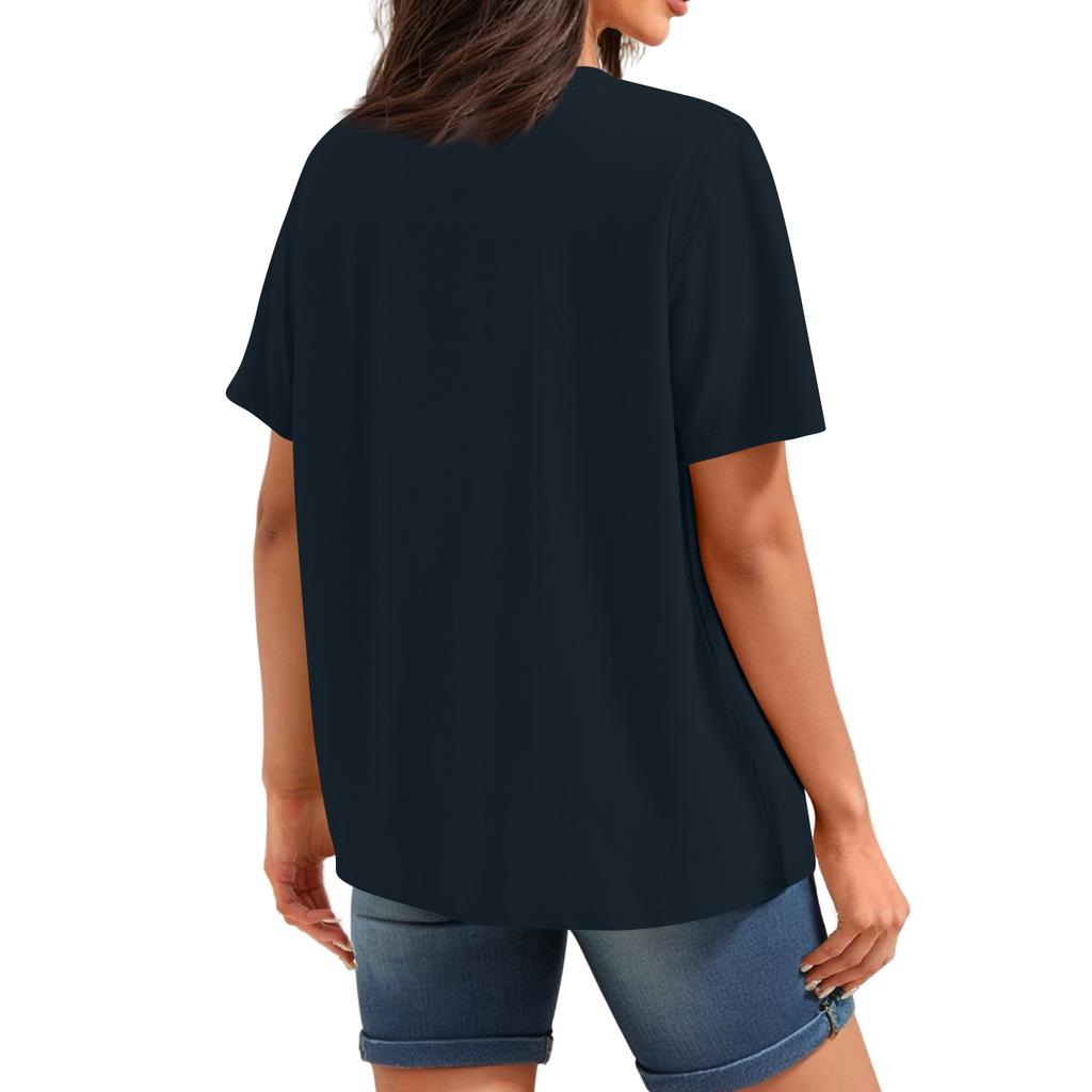 Lässiges T-Shirt-Top mit Rundhalsausschnitt für Erwachsene mit Aufdruck und kurzen Ärmeln