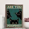 Are You Pooping Poster Black Cat Vintage Prints Cat Lover Funny Bathroom Toilet Decor Canvas Painting Wall Pictures