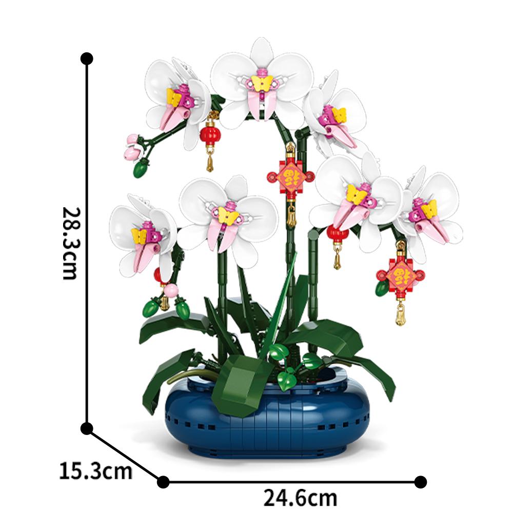 Flower Bouquet Plum Blossom Peach Blossom Narcissus Bonsai Potted Plant Building Blocks Model Home Decoration Toy For Kids Gift