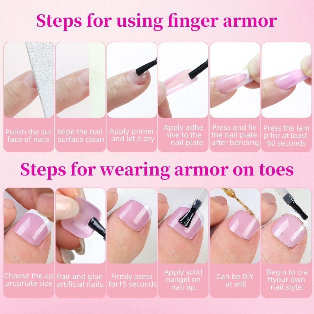 Kit d'Ongles Français Faux et d'Ongles d'Orteil Classique Embouts d'Ongles Amovibles à Presser DIY