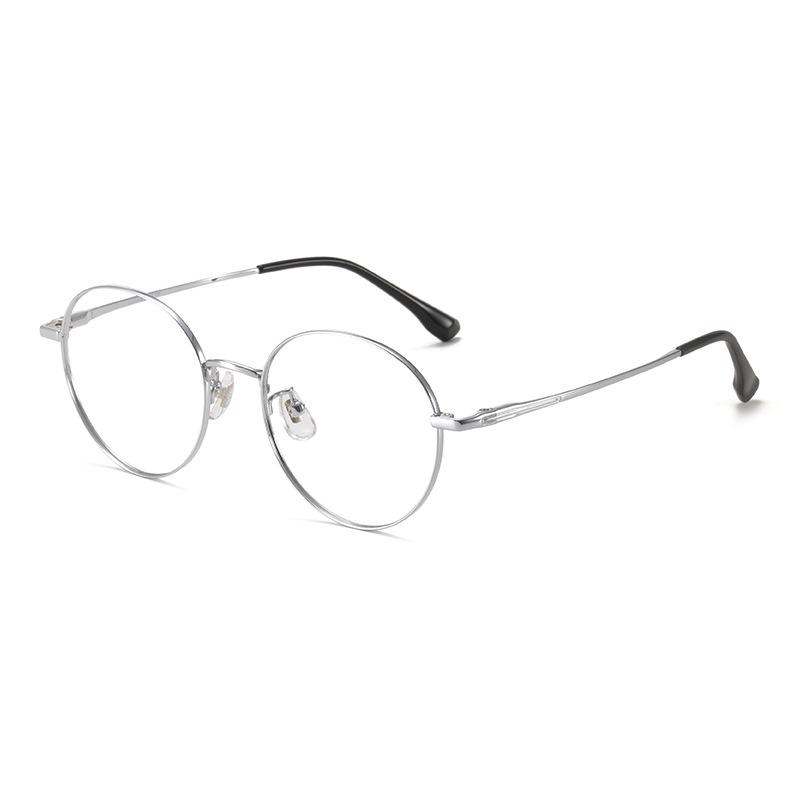 Ultralight Pure Titanium Vintage Round Eyeglass Frames 51 - Simple, Fashionable Design, Compatible with Prescription Lenses