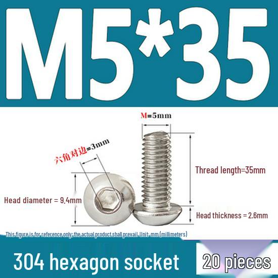 ISO7380 Stainless Steel Hex Drive Dome Head Screws - M2 to M16