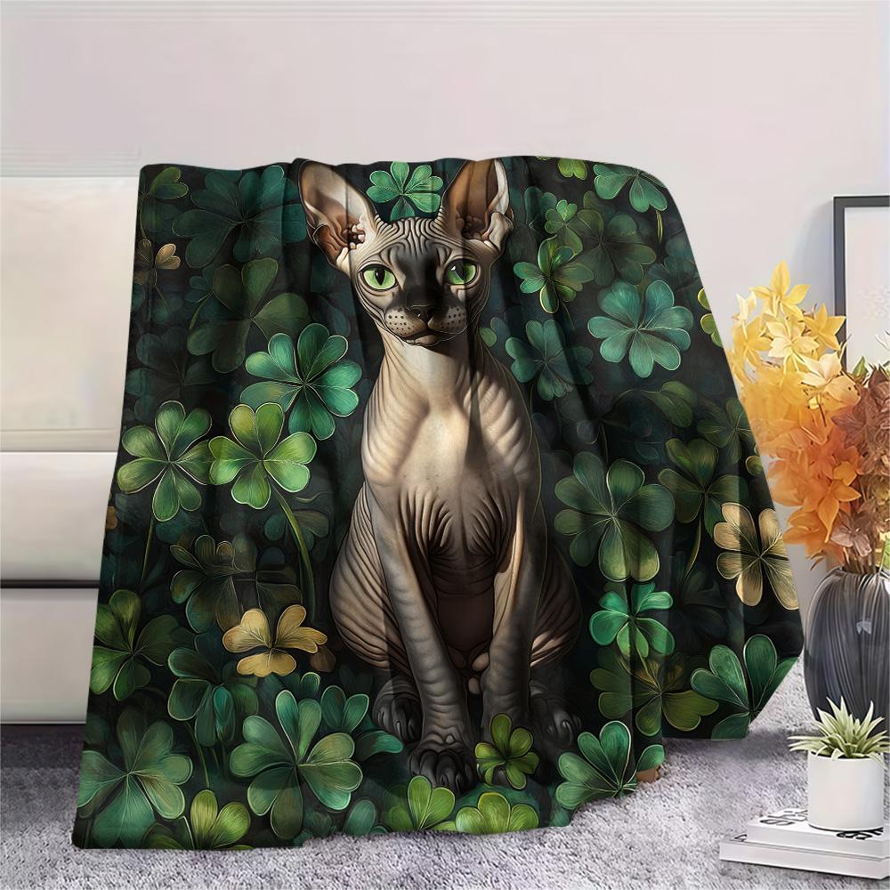 Cat Women Print Flannel Blanket, High quality Comfortable for All Seasons, Home Decor, Warmth and Comfort