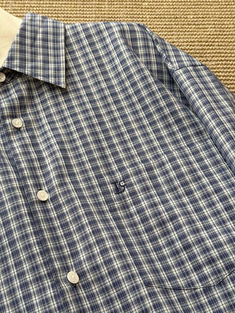Han Ke IU Blue Plaid Drop Shoulder Loose Long Sleeve Shirt for Women - Spring Collection