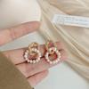 Light Luxury High-End Small Fragrance Double Circle Pearl Stud Earrings French Retro Temperament Fashionable Versatile Niche Design Earrings