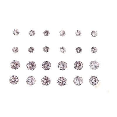 12 Pairs of One-card Size Zircon Stud Earrings, Six-claw Diamond Stud Earrings Set, Card Sleeve Stud Earrings.